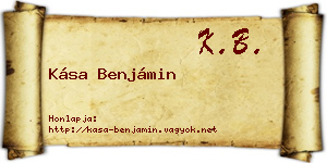 Kása Benjámin névjegykártya